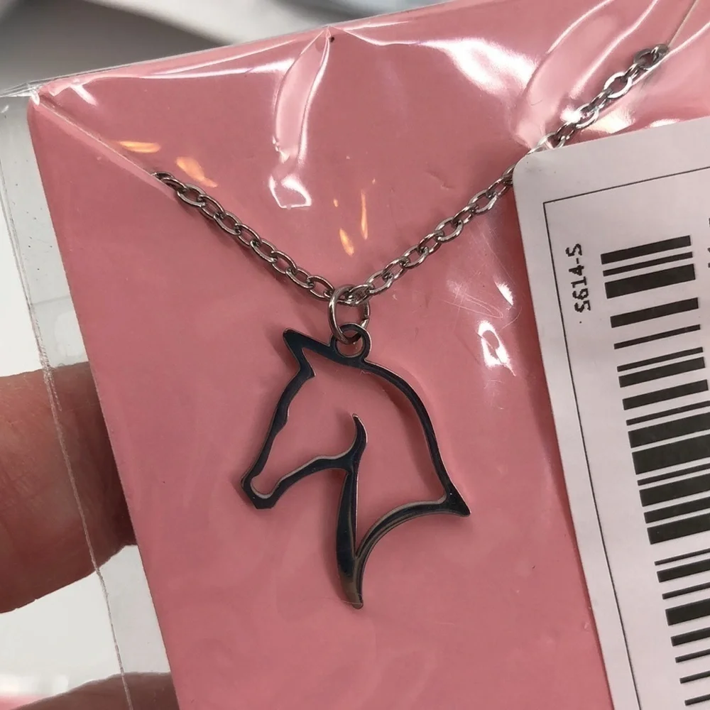 3/$25 Stainless Steel Horse Head Silhouette Silver Tone Necklace